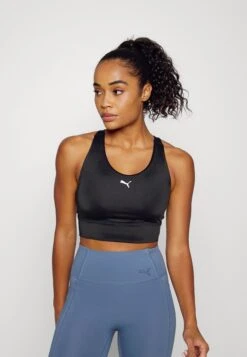 Puma Mid Impact All In Long Line Bra - Medium Support Sports Bra - Black