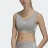 Adidas Sportswear Light Support Sports Bra - Medium Grey Heather/White -Deals Sport Girl Outfit Store 15746778e43a432cbd746da21d07f0ac
