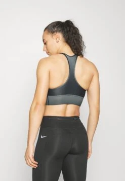 Nike Performance Run Bra - Medium Support Sports Bra - Black/Silver -Deals Sport Girl Outfit Store 2166caf2f29c4150abb65ed5827b4ea7