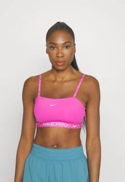Nike Performance Indy Bandeau Bra - Light Support Sports Bra - Active Fuchsia/Cosmic Fuchsia/Ocean Bliss