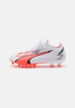 Puma Ultra Match Fg/Ag- Moulded Stud Football Boots - White/Black/Fire Orchid