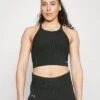 Under Armour Rush Seamless Tank - Medium Support Sports Bra - Black/Pitch Gray -Deals Sport Girl Outfit Store a695dfc44eb444eeaf86c847a94f4701