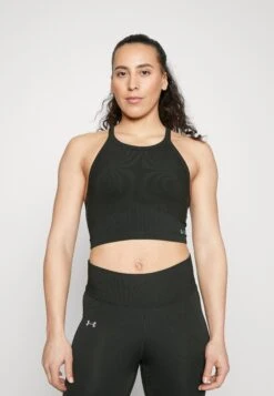 Deals Sport Girl Outfit Store 36 Under Armour Rush Seamless Tank - Medium Support Sports Bra - Black/Pitch Gray