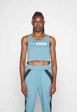 Puma Fit Skimmer Tank - Top - Bold Blue/Speed Green -Deals Sport Girl Outfit Store a6b826757df843418b387cff5c68a93d