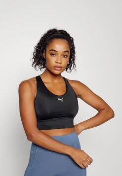 Puma Mid Impact All In Long Line Bra - Medium Support Sports Bra - Black -Deals Sport Girl Outfit Store dd15197ca17a4c7e97080df313c1c9ee