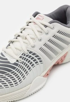 K-Swiss Express Light 3 Hb - Clay Court Tennis Shoes - White/Black/Steel Gray/Rose Gold -Deals Sport Girl Outfit Store f57b1d86c07147659e21b274baa2e20e